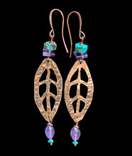 charoite & turquoise copper leaf set