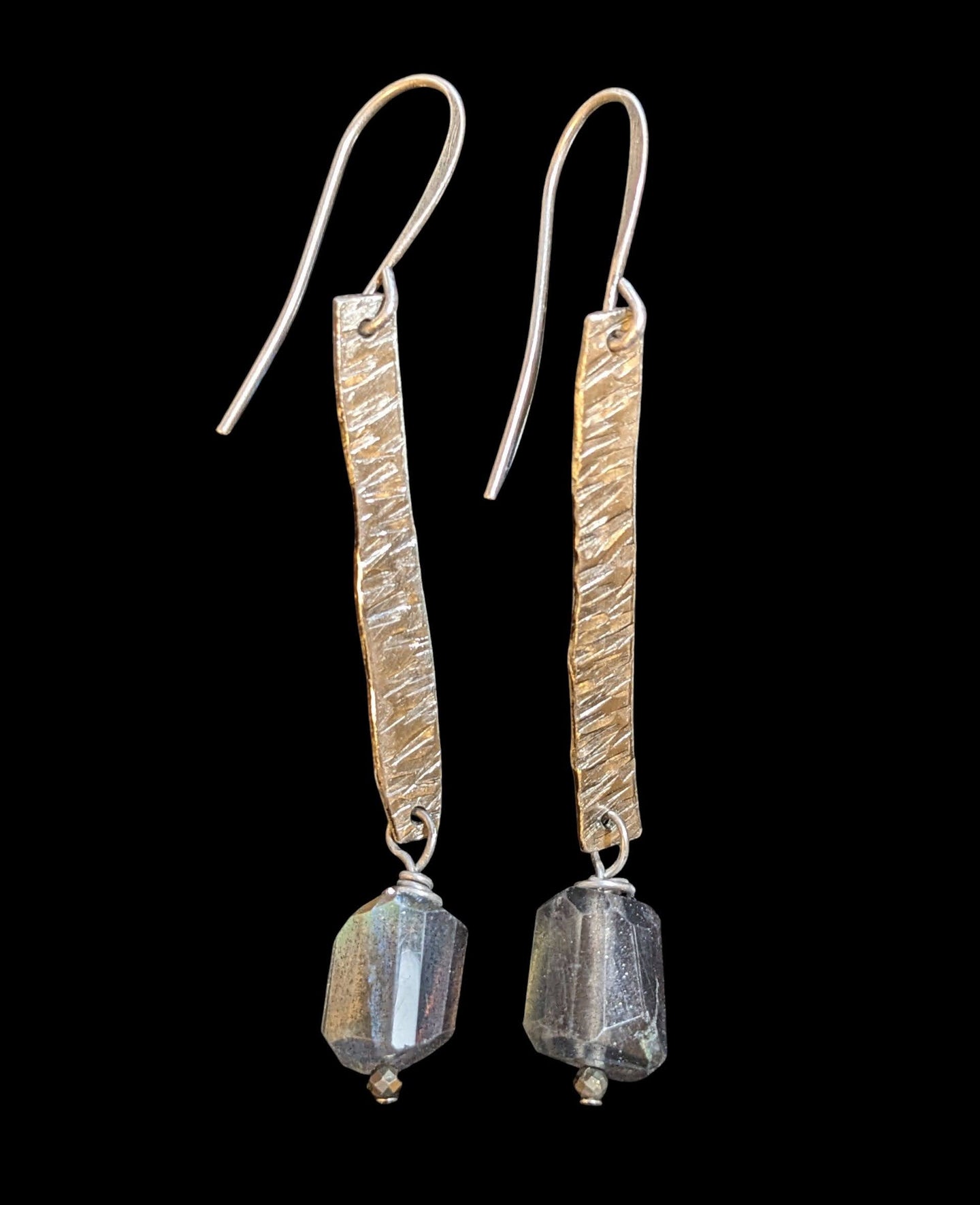 hammered freeform labradorite earrings