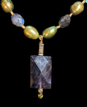 iolite & olive pearl set