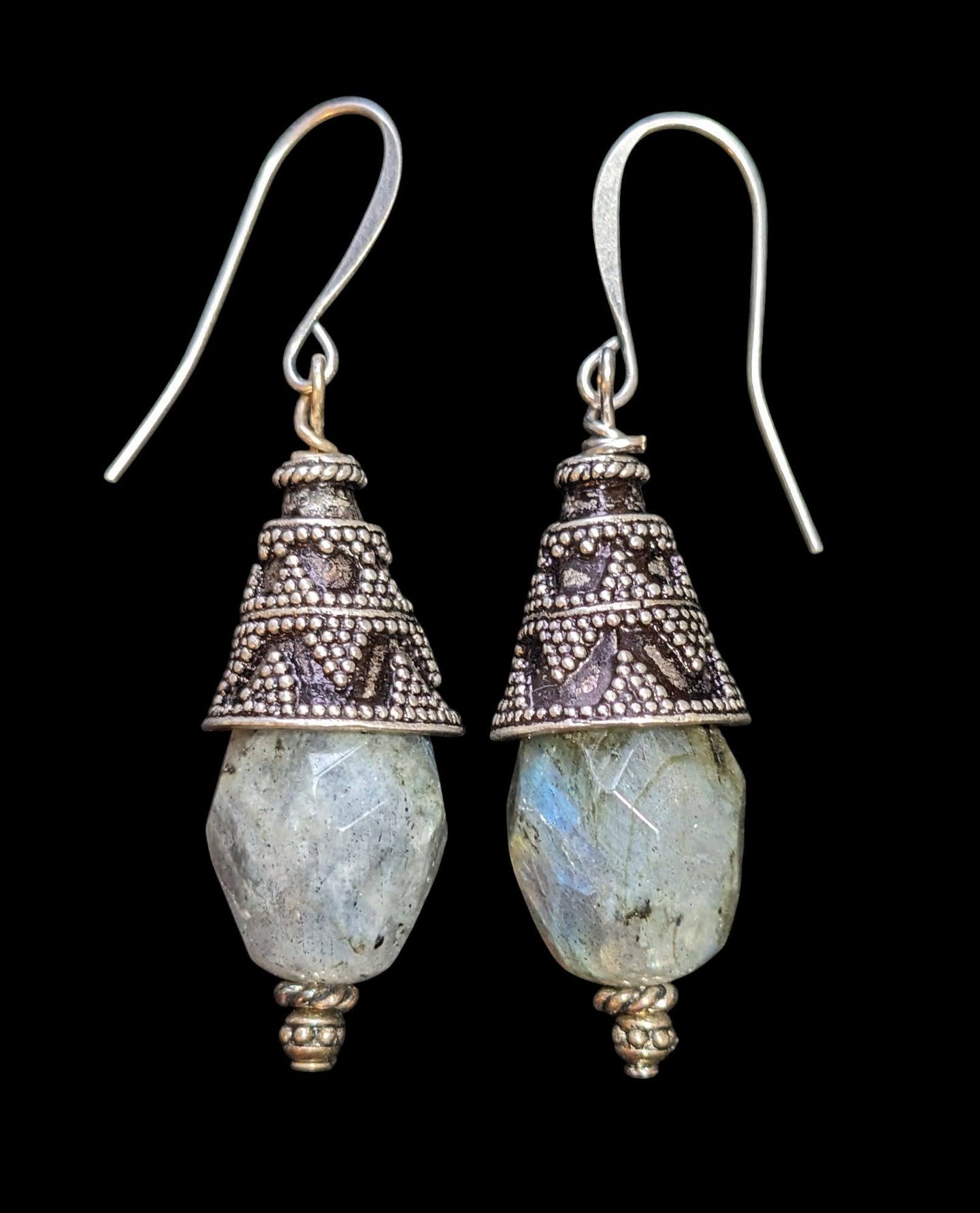 labradorite capped earrings