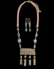 labradorite & emerald leaf & vine set