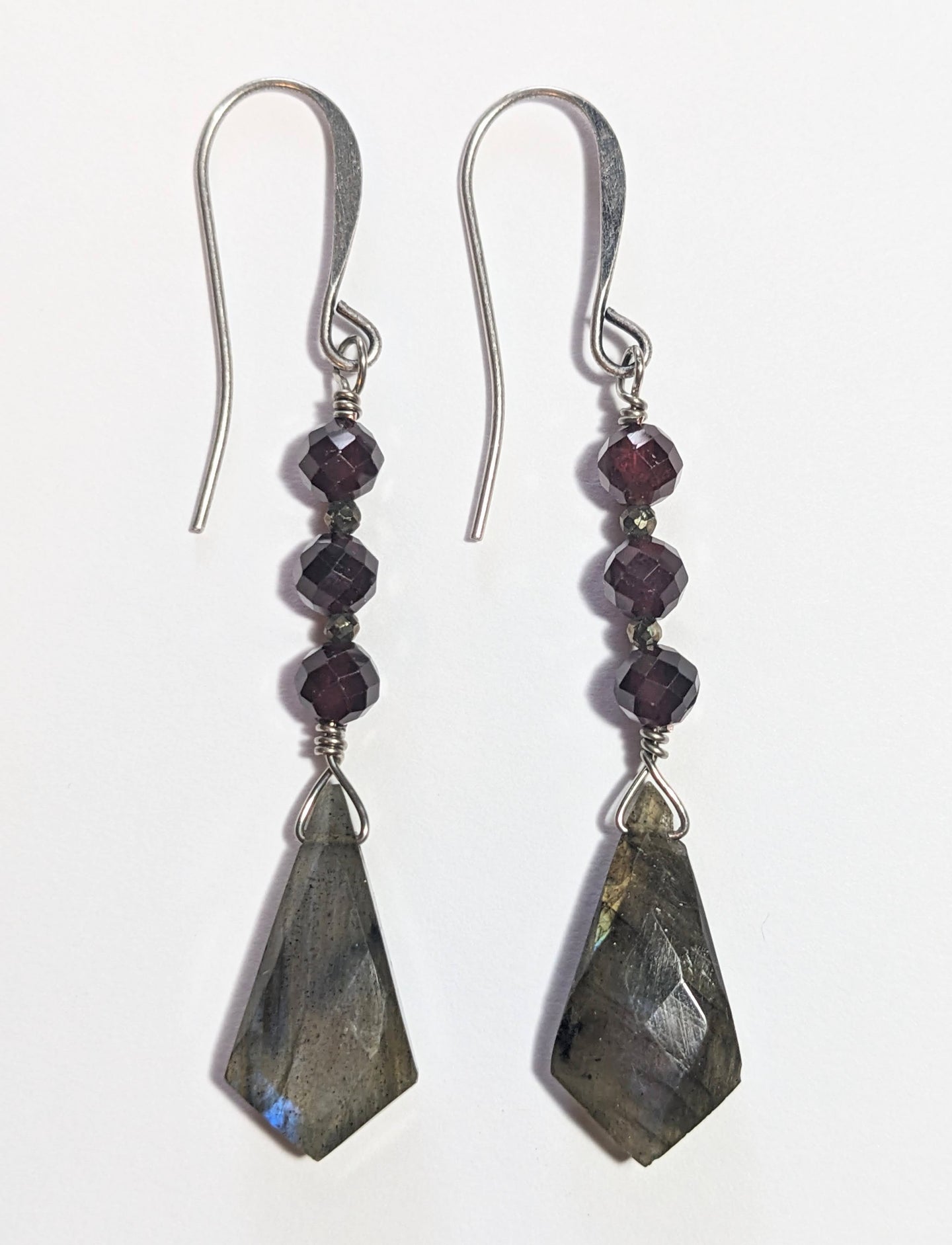 labradorite & garnet earrings