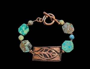 Chrysocolla & Turquoise Leaf Bracelet