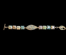 brass leaf & jasper bracelet