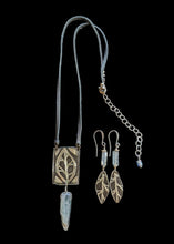 leaf & kyanite pendant set