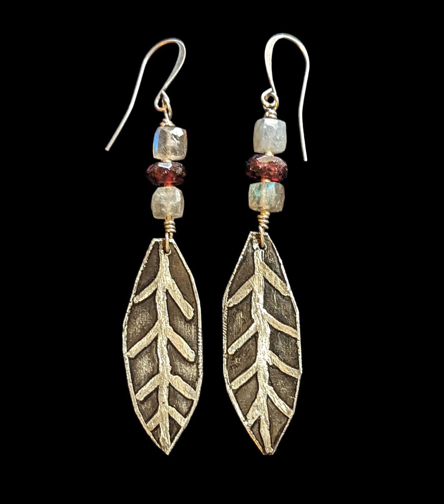 leaf & labradorite earrings