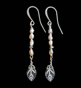 Pearl & Leaf Earrings