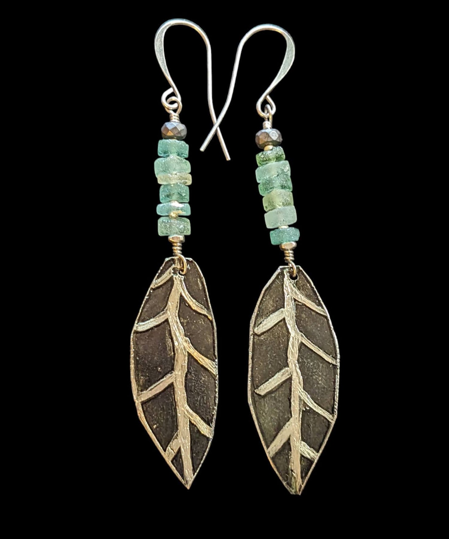 leaf & roman glass earrings
