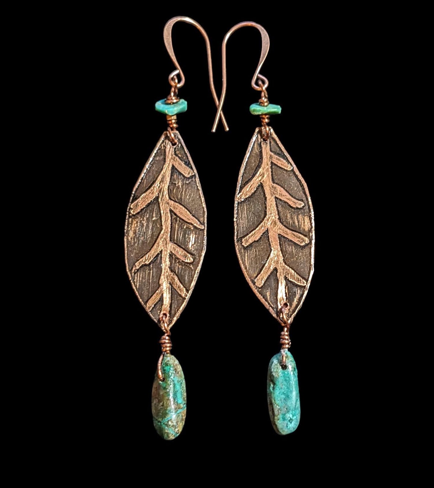 leaf & turquoise earrings