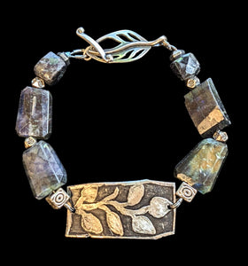 Blue Labradorite Leaf & Vine Bracelet