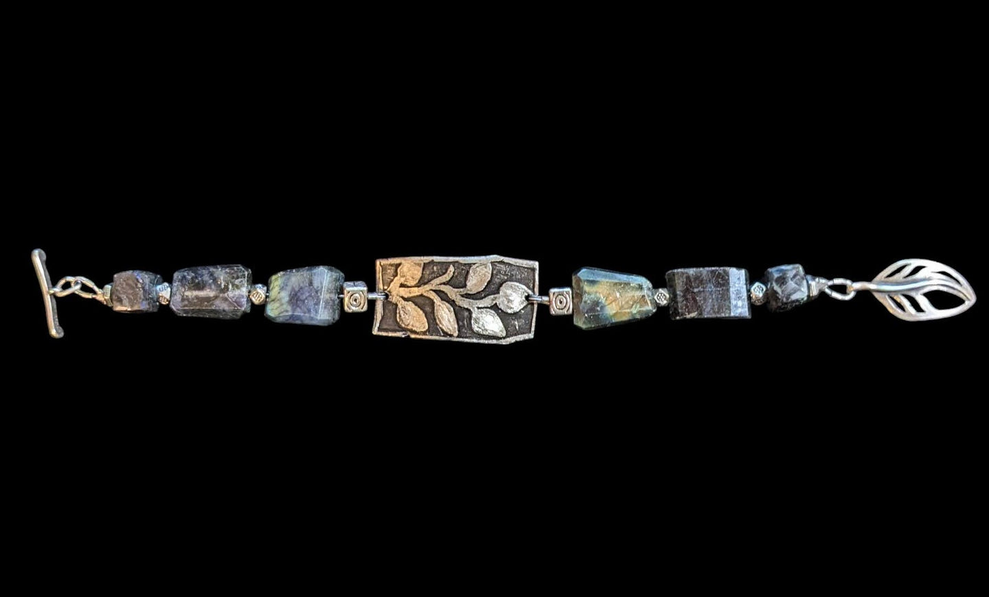 blue labradorite leaf & vine bracelet