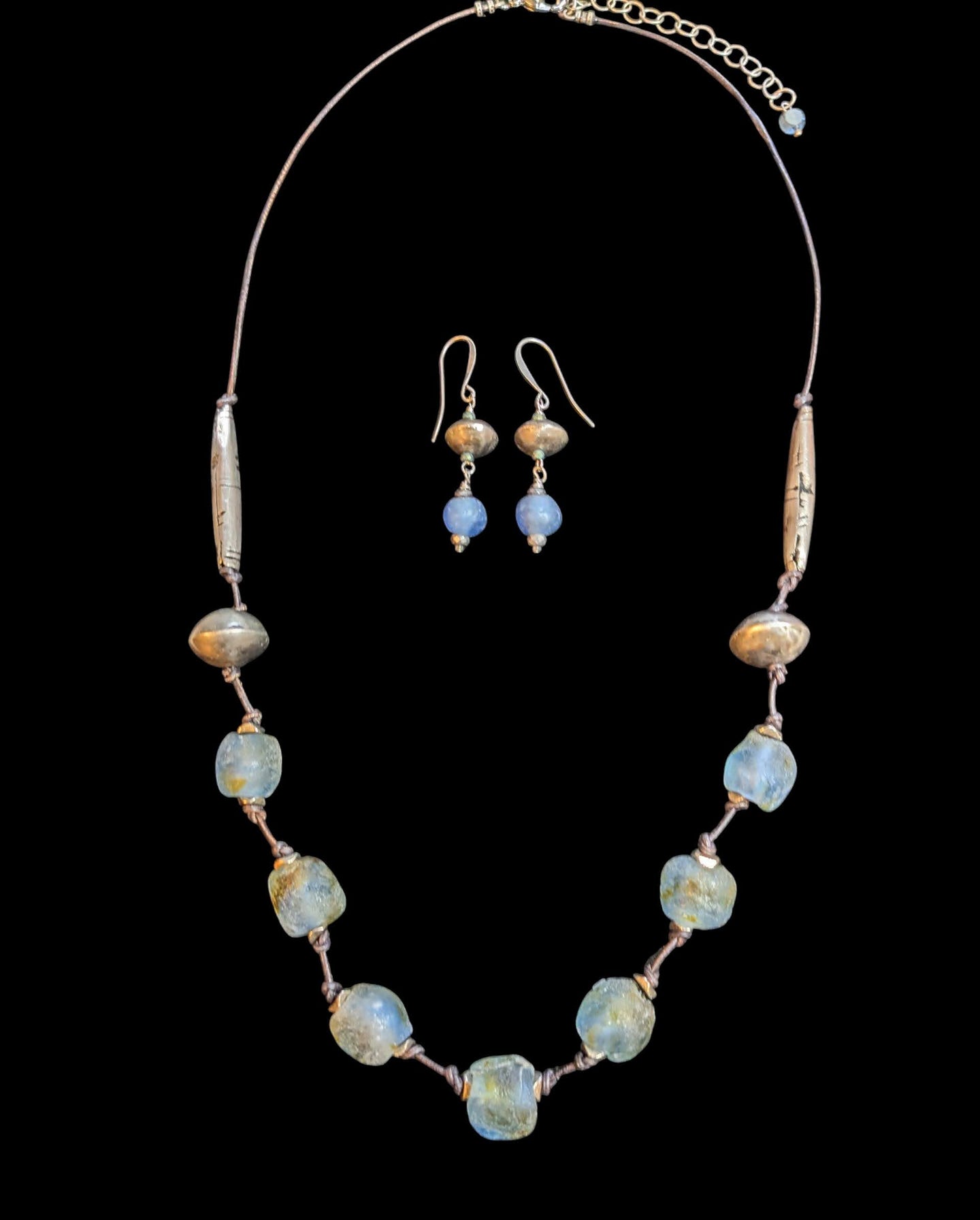 light blue african glass set