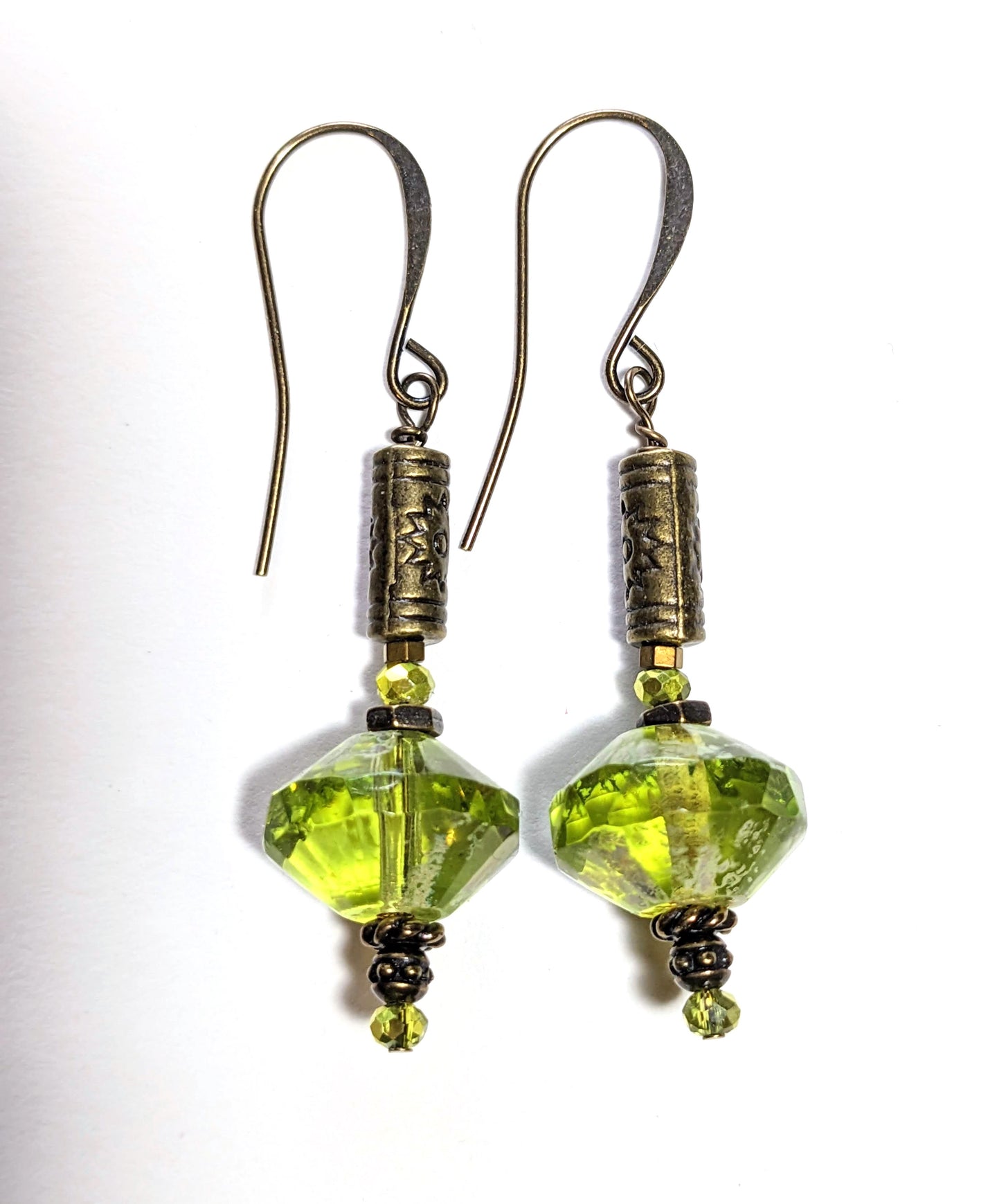 light green czech glass earrings