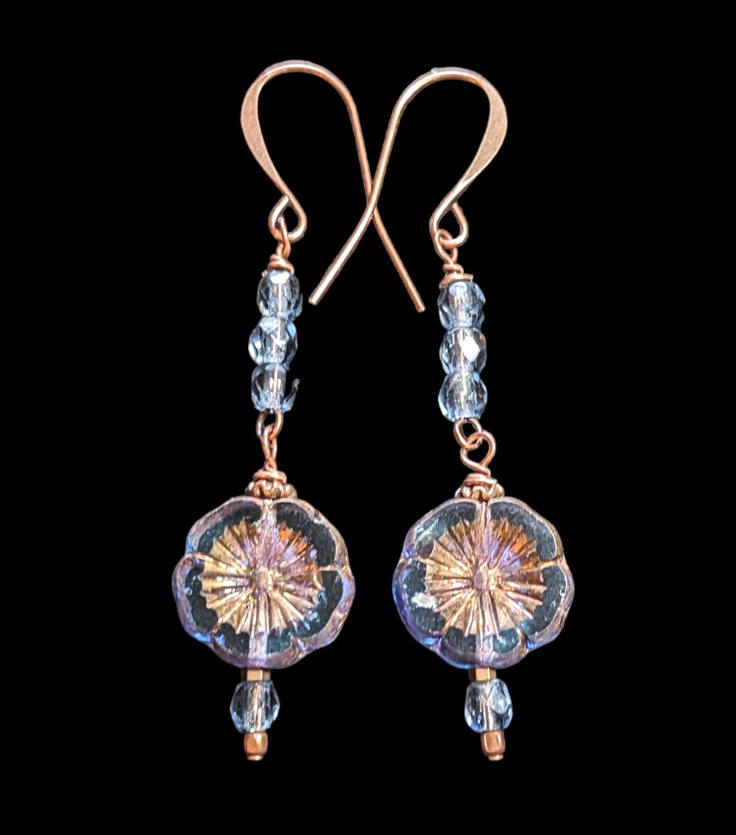 light periwinkle flower earrings