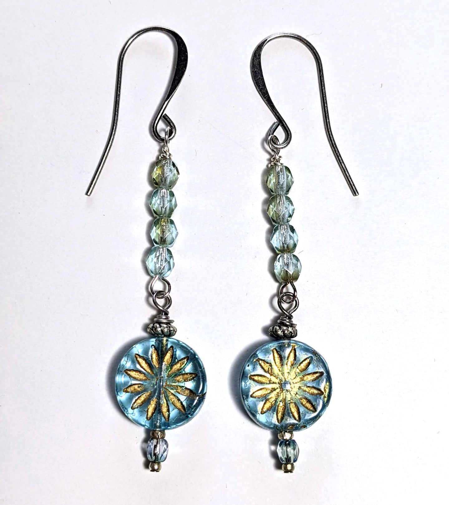 light blue flower earrings