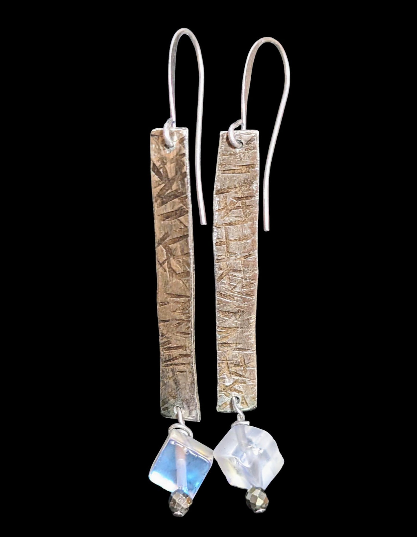 long mystic aura quartz earrings