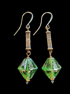 Long Green Picasso Earrings