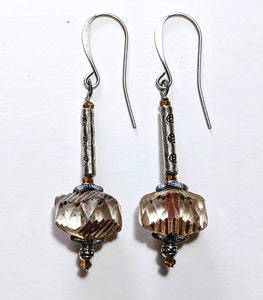 Long Wavy Champagne Glass Earrings