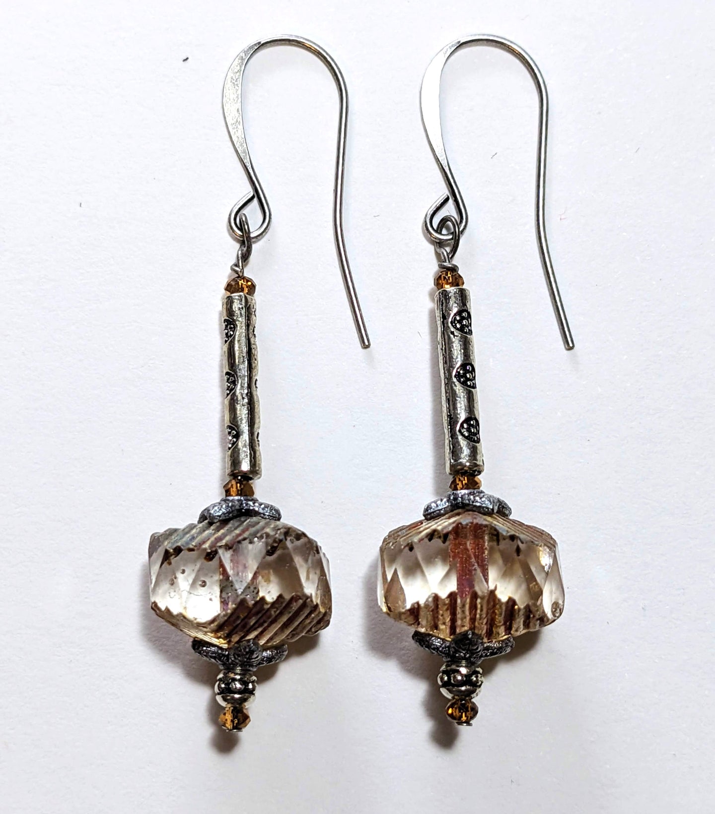 long wavy champagne glass earrings