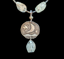 carved aquamarine moon & stars set
