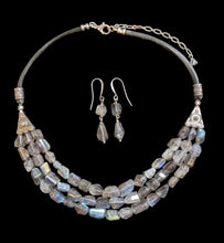 muti stranded labradorite leather set