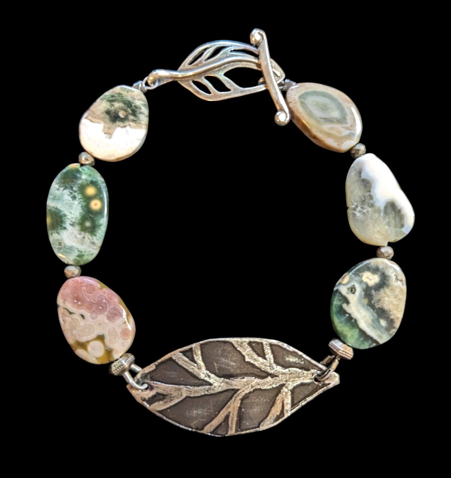 ocean jasper leaf bracelet