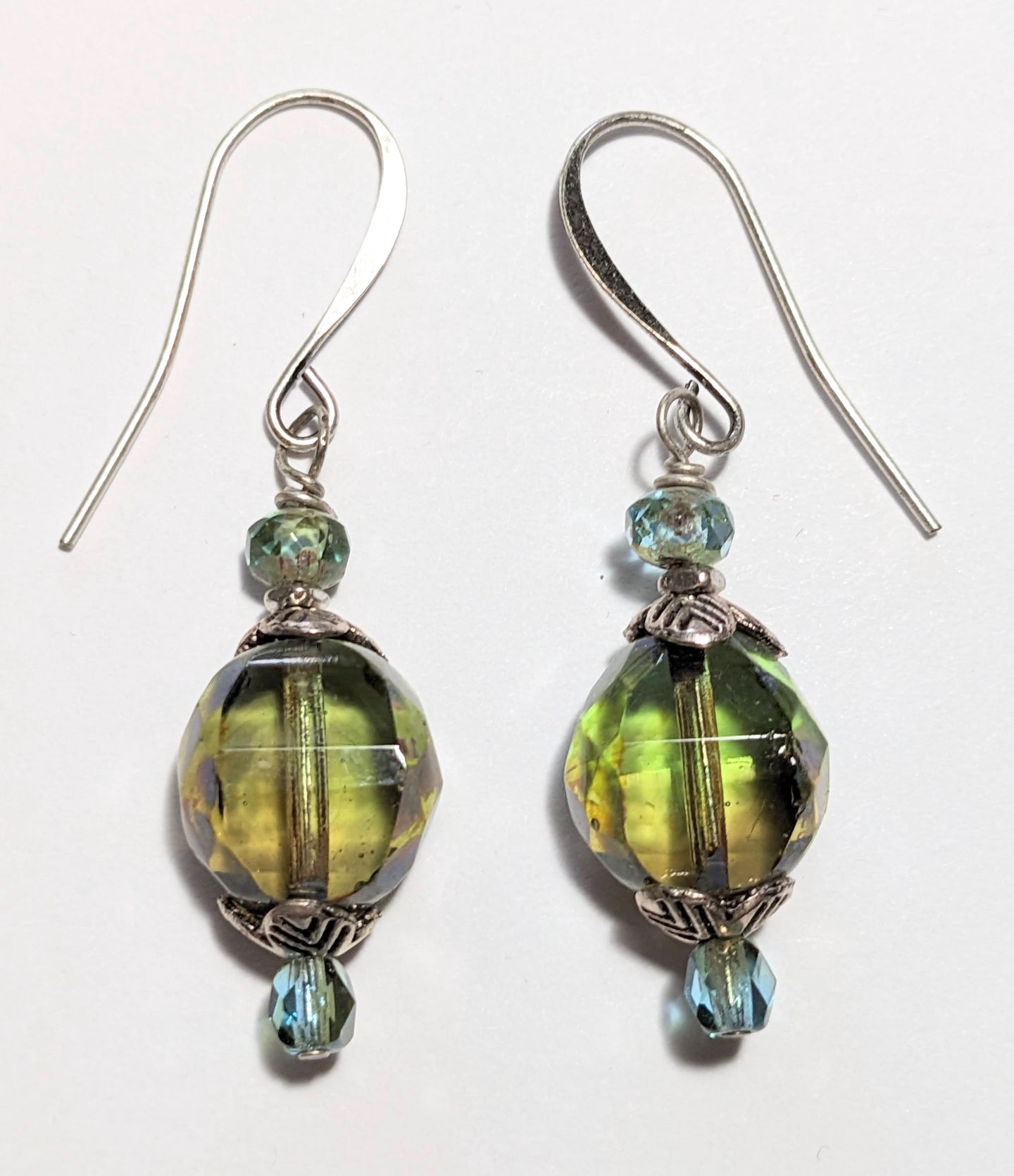 olive czech glass earrings