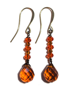 Burnt Orange Crystal Drop Earrings #2