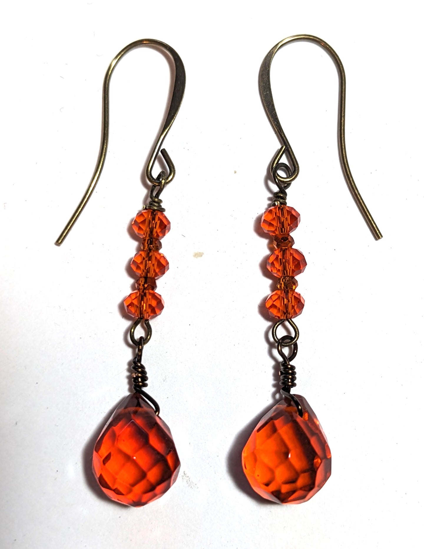 burnt orange crystal drop earrings