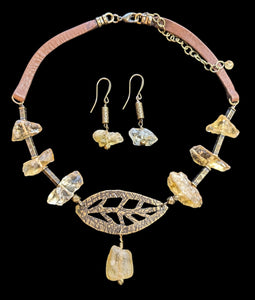 Brass Leaf & Citrine Set