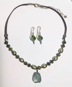 Blue Fluorite & Pearl Set