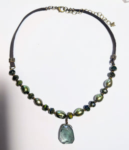 Blue Fluorite & Pearl Set