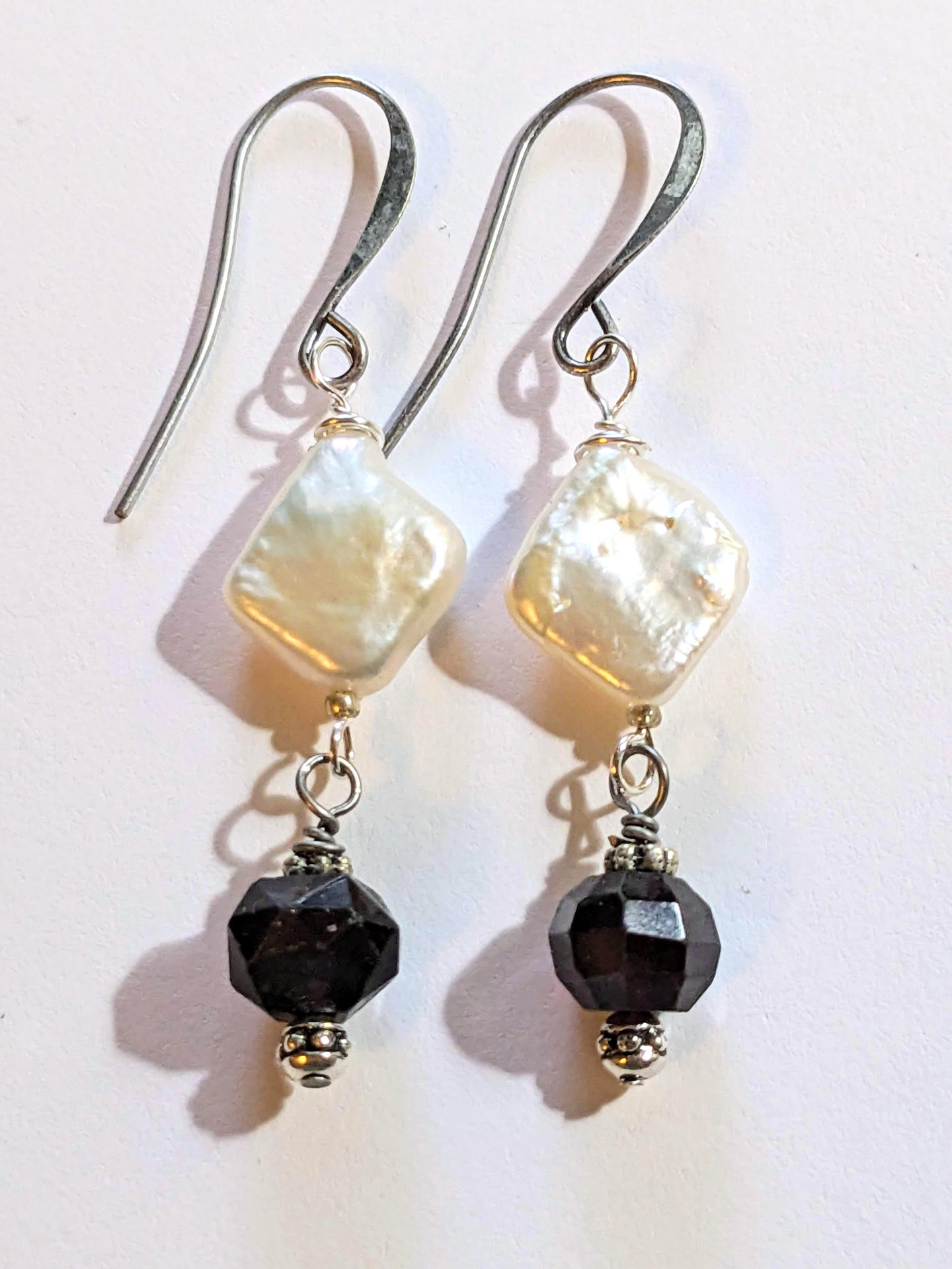 pearl & garnet earrings