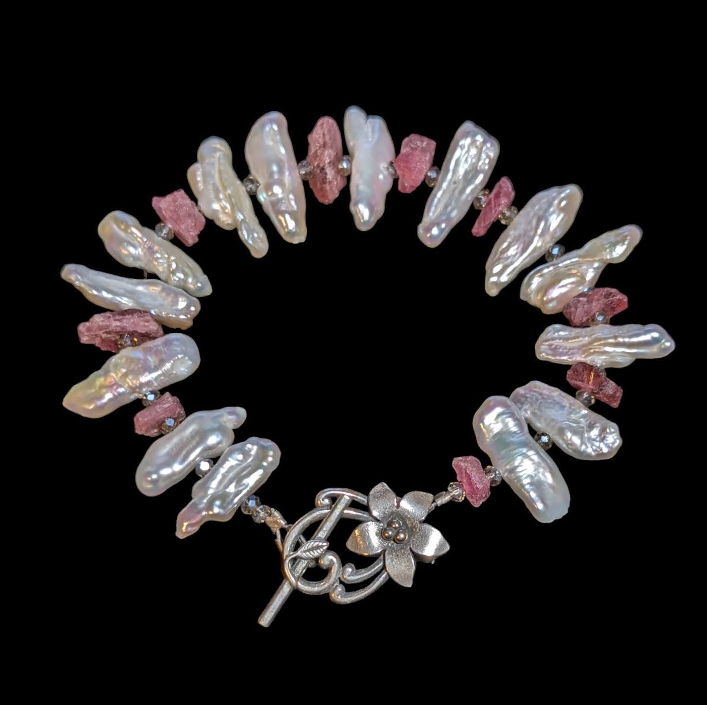 pearl & pink tourmaline bracelet