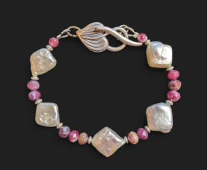 Pearl & Tourmaline Leaf Bracelet