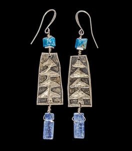 Pine Tree & Kyanite Earrings