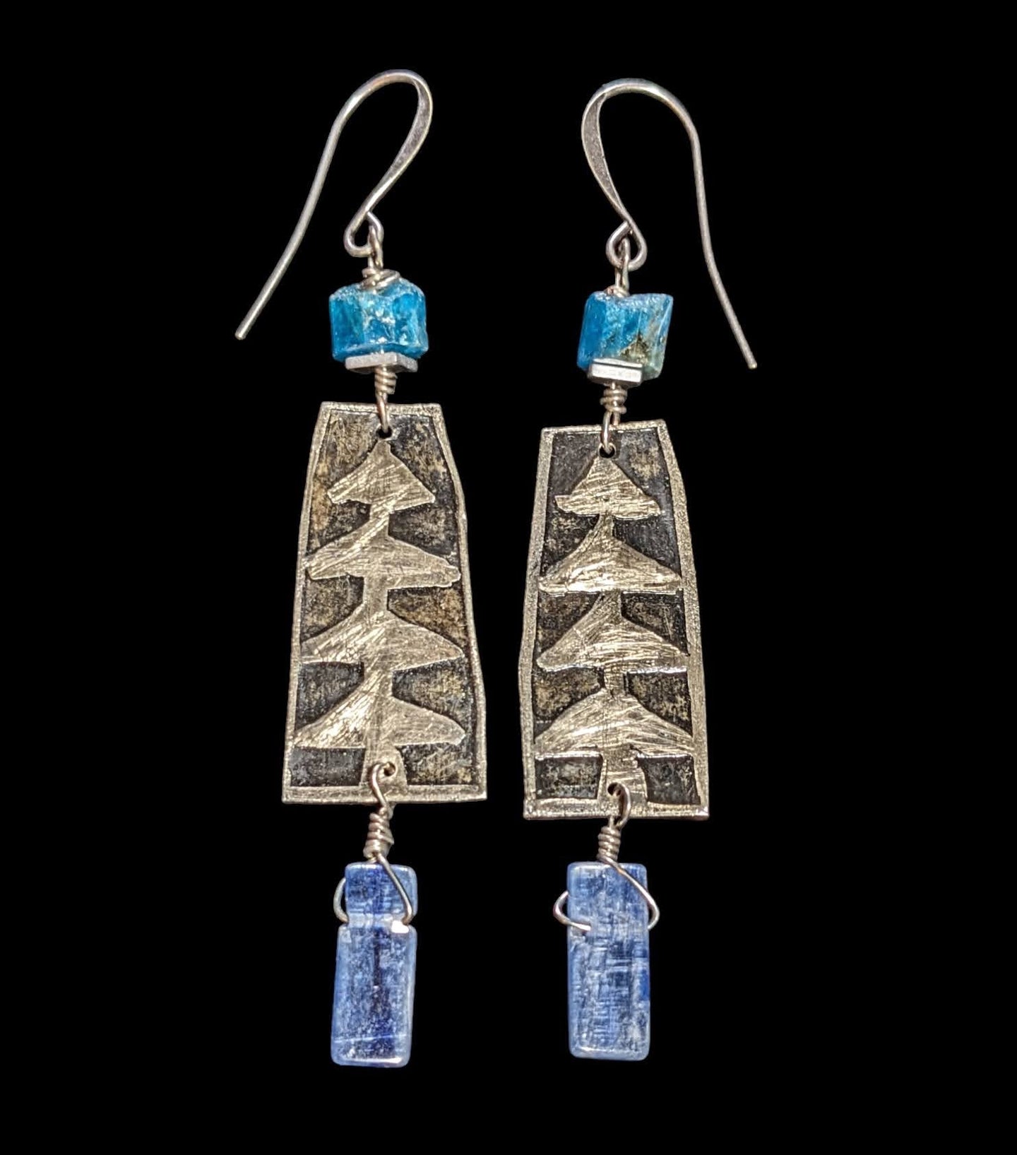 pine tree & kyanite earrings