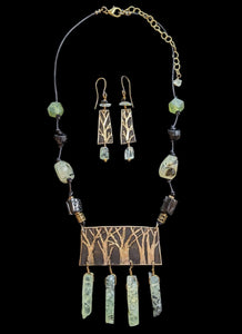Prehnite & Tourmaline Trees Set