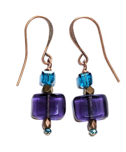 Purple & Teal Crystal Earrings