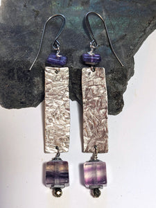 Hammered Rainbow Fluorite Earrings