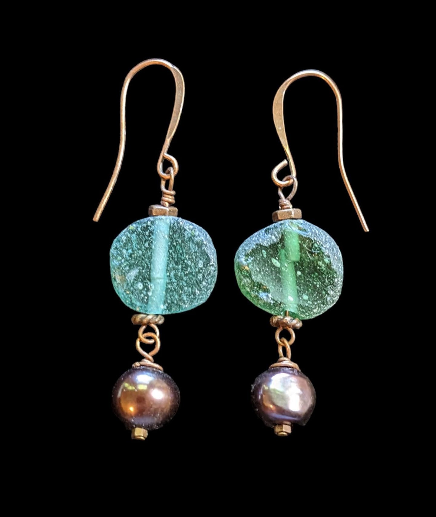 roman glass & pearl earrings