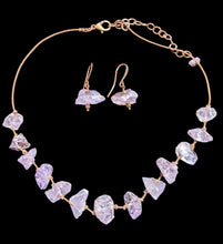 rough pink amethyst set