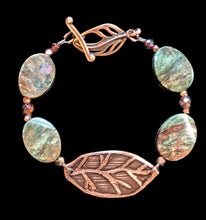 leaf & ruby in zoisite bracelet