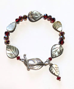 Shell Leaf & Crystal Bracelet