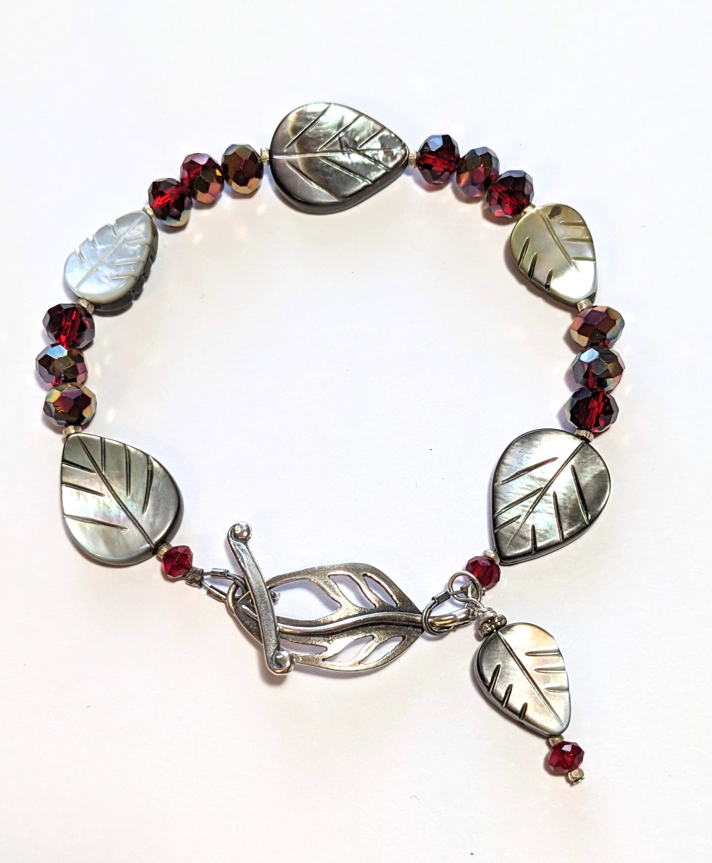 shell leaf & crystal bracelet