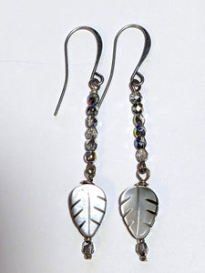 Small Carved Leaf Shell Earrings