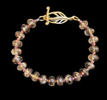 smoky quartz & garnet leaf bracelet