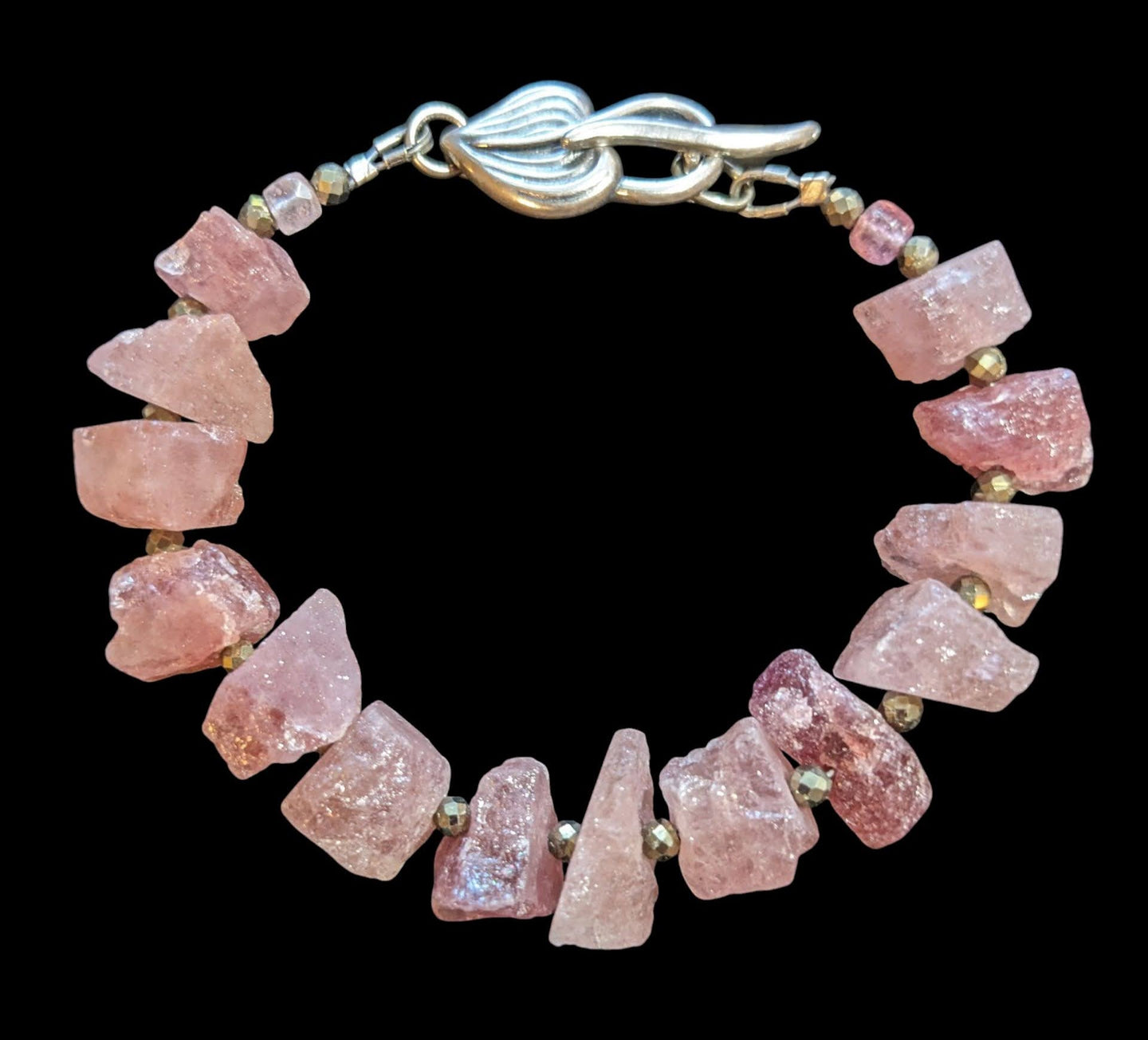 strawberry quartz leaf bracelet