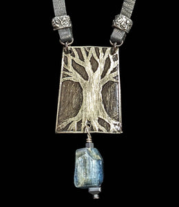 Tree & Kyanite Pendant Necklace