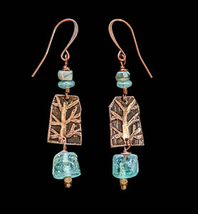 Copper Tree Glass & Stone Set